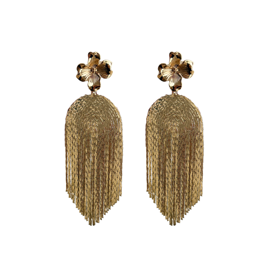 Blume Fringe Ohrringe – Gold