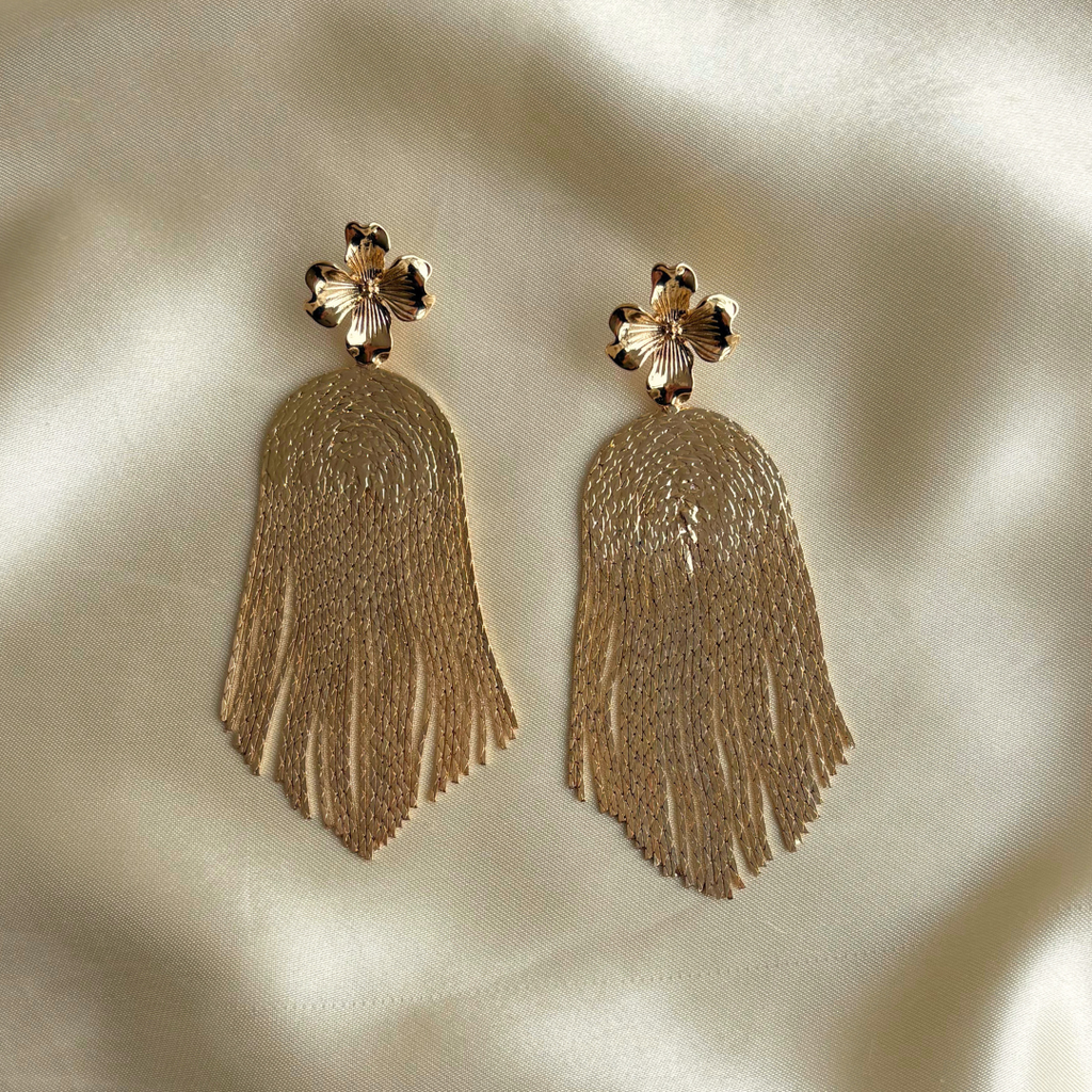 Blume Fringe Ohrringe – Gold
