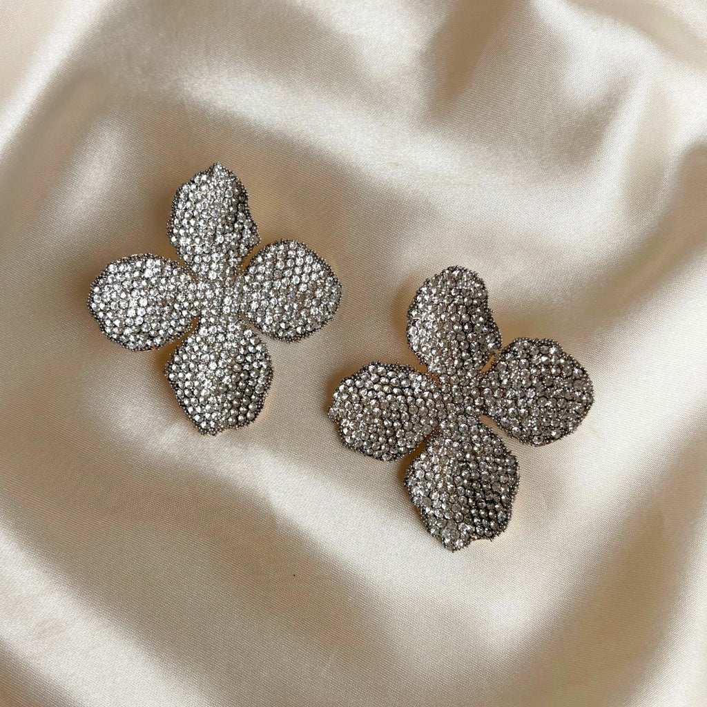 Blume Strass Ohrringe