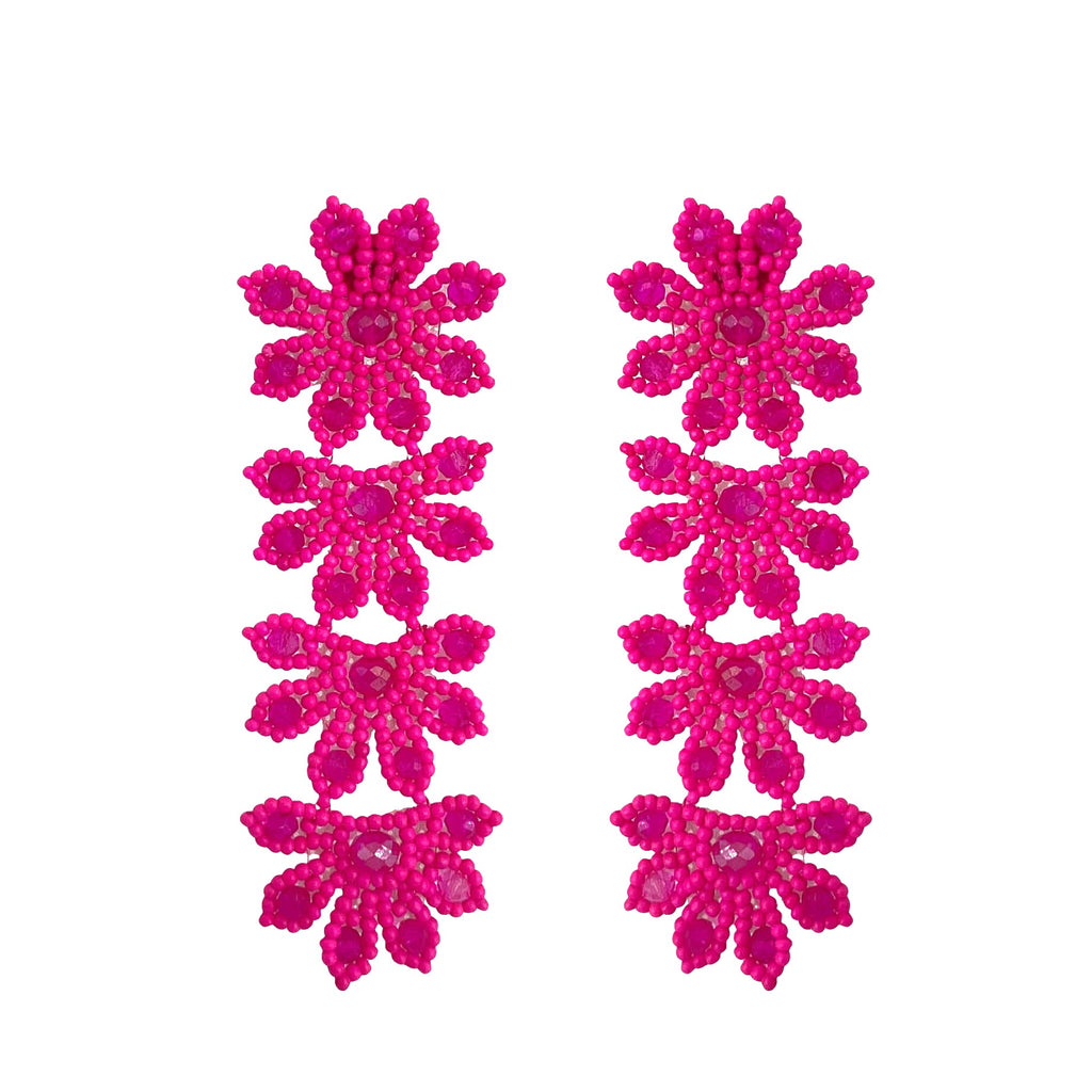 Flowery Statement Earrings - Fuchsia - Paulie Pocket