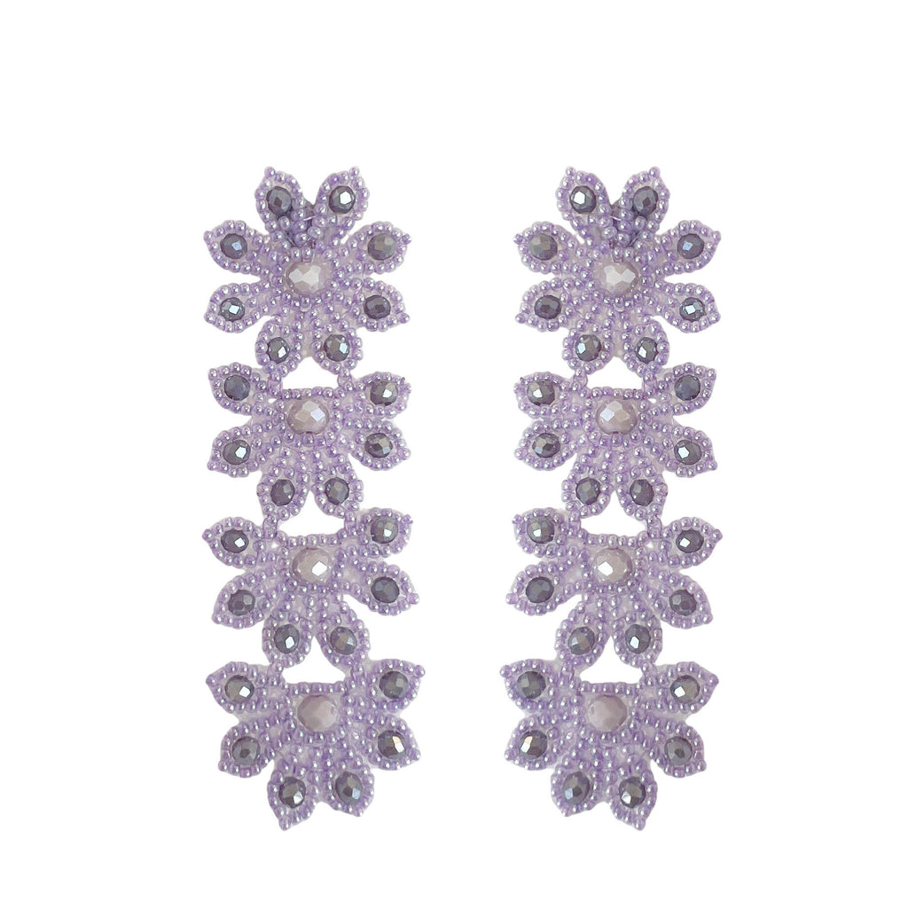 Flowery Statement Earrings - Lilac - Paulie Pocket