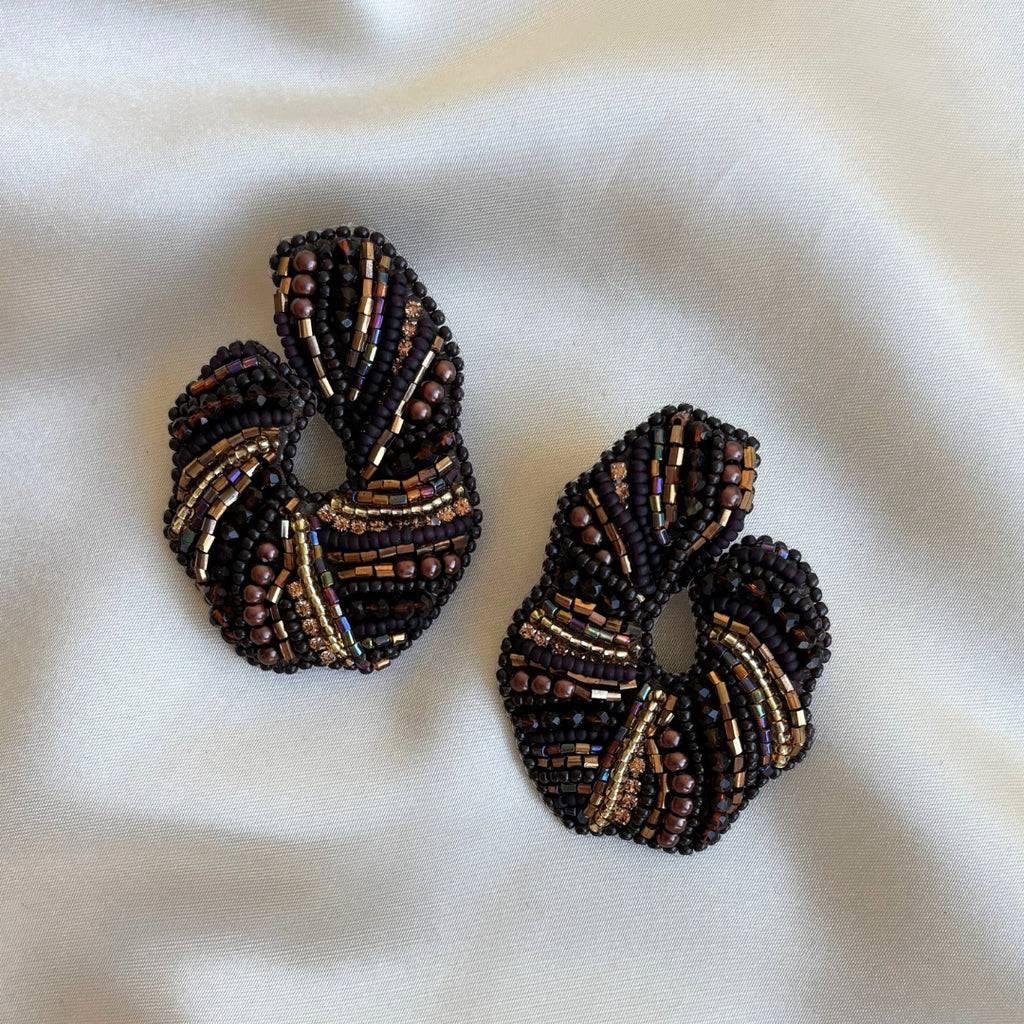 Glamorous Curl Earrings - Brown