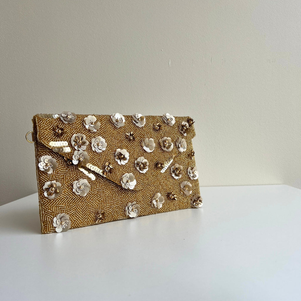 Umschlag-Blumentasche - Gold