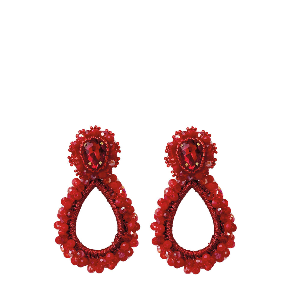 Lauren Stone Earrings - Dark Red