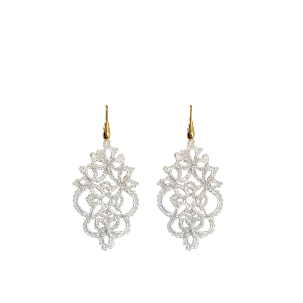 Lacy Statement Earrings - White - Paulie Pocket