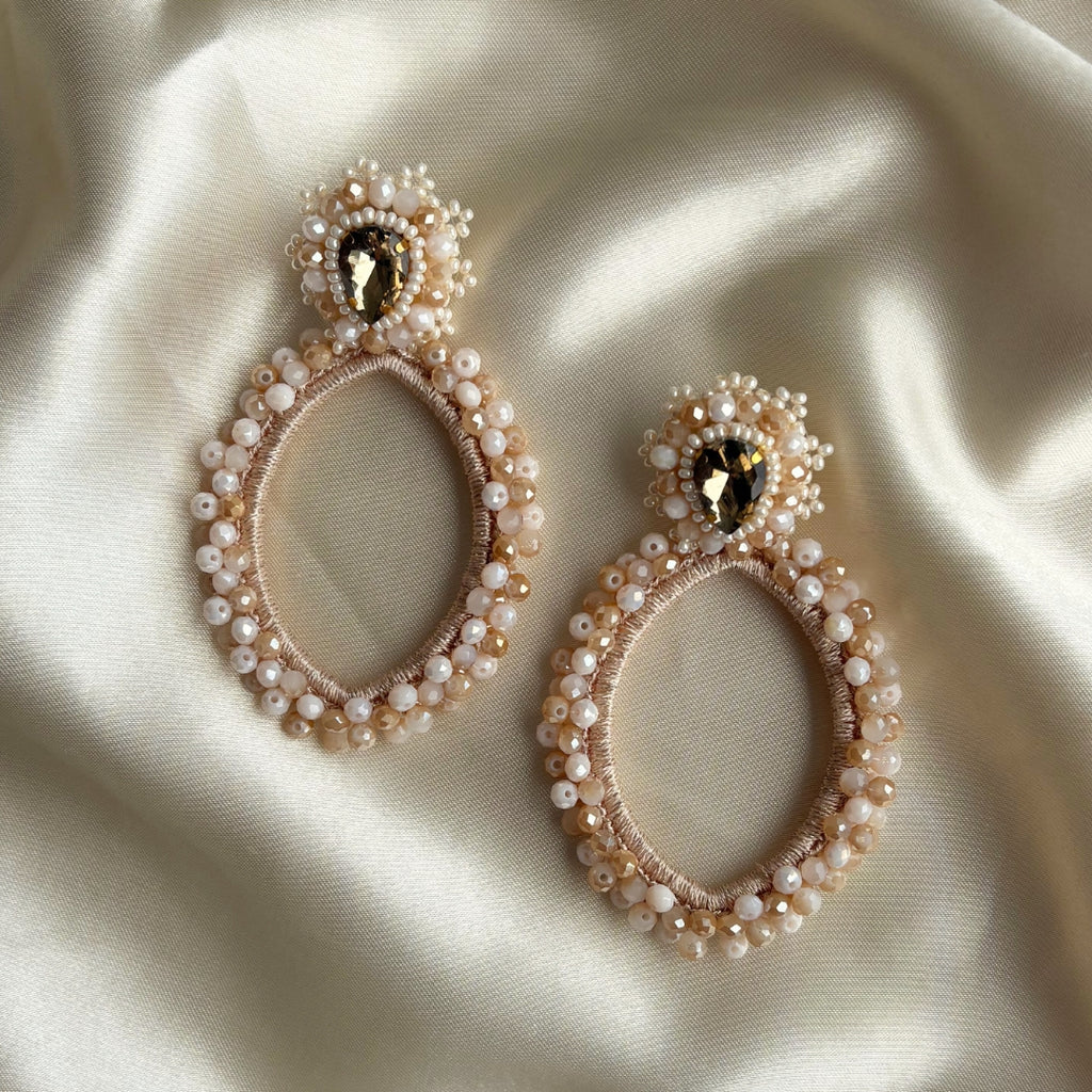 Navette Lauren Earrings - Beige