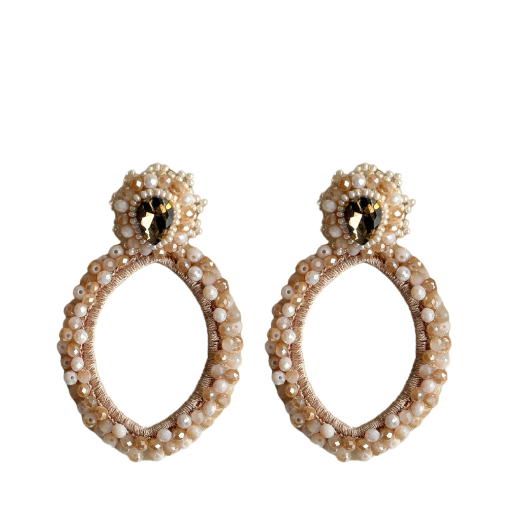 Navette Lauren Earrings - Beige