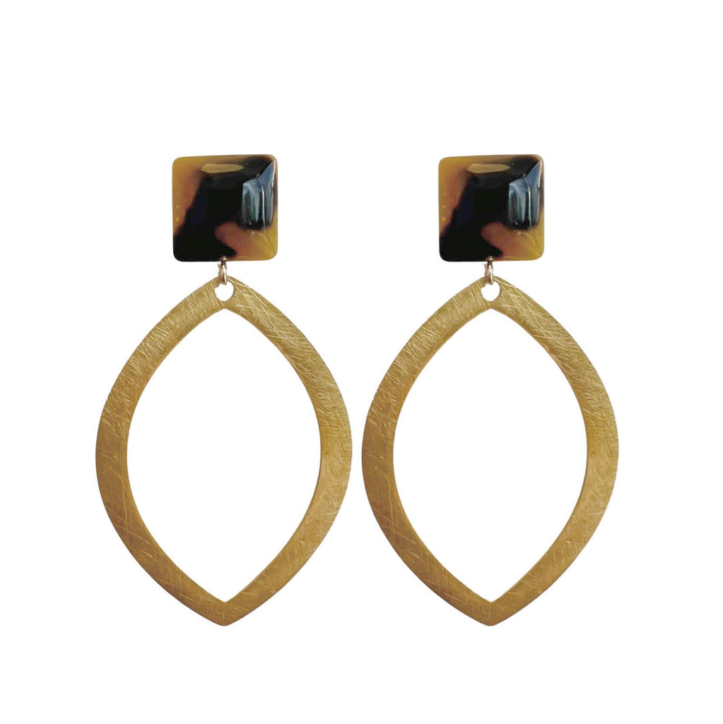 Square Leopard Resin Statement Earrings