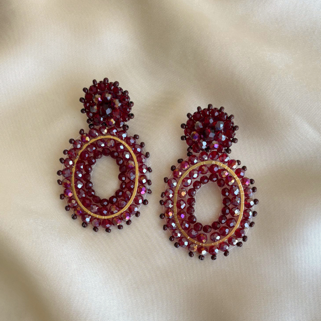 Liva Earrings - Burgundy