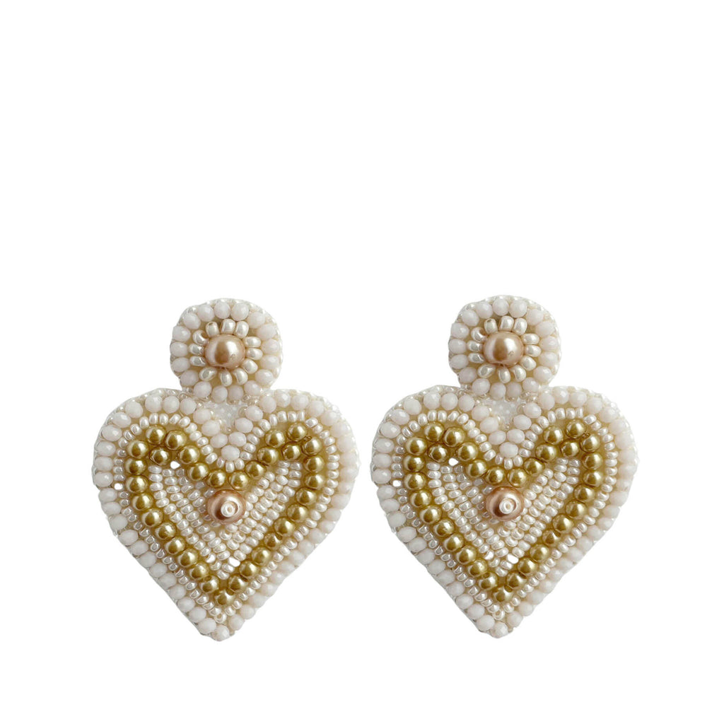 Lovely Hearts Earrings - Beige Gold - Paulie Pocket