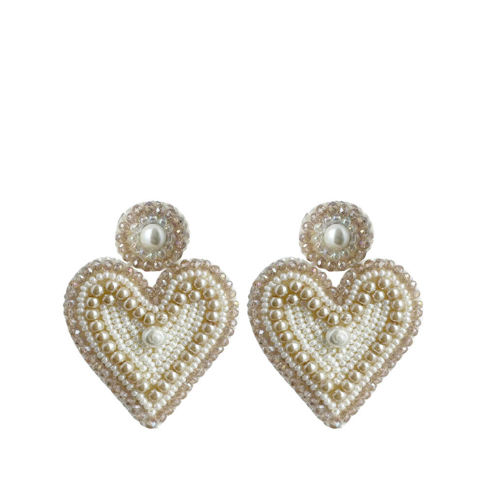 Lovely Hearts Earrings - Beige - Paulie Pocket