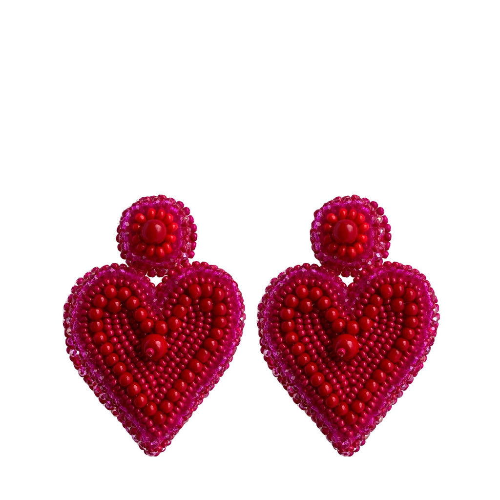 Lovely Hearts Earrings - Fuchsia Red - Paulie Pocket