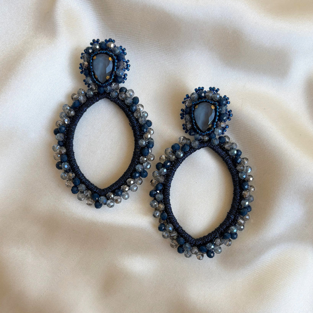 Navette Lauren Ohrringe – Dunkelblau Paulie Pocket