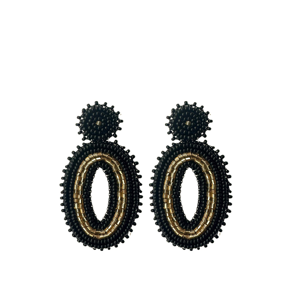 Oval Beads Earrings - Black Gold - Paulie Pocket