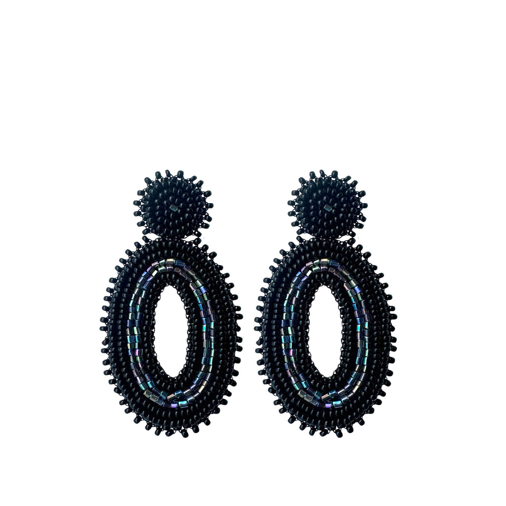 Oval Beads Earrings - Black Grey - Paulie Pocket
