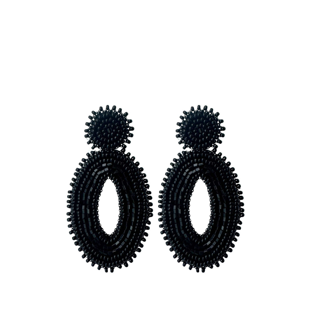 Oval Beads Earrings - Black - Paulie Pocket