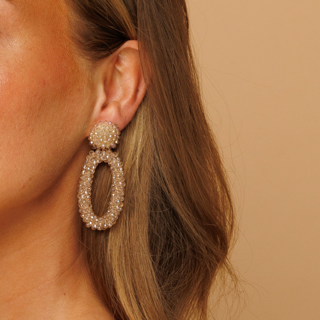 Oval Benthe Earrings - Beige