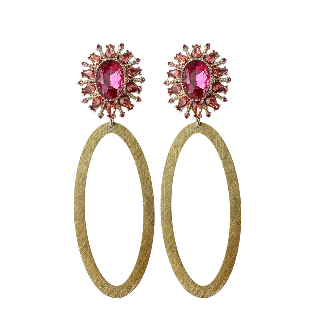 Oval Jade Earrings - Pink - Paulie Pocket