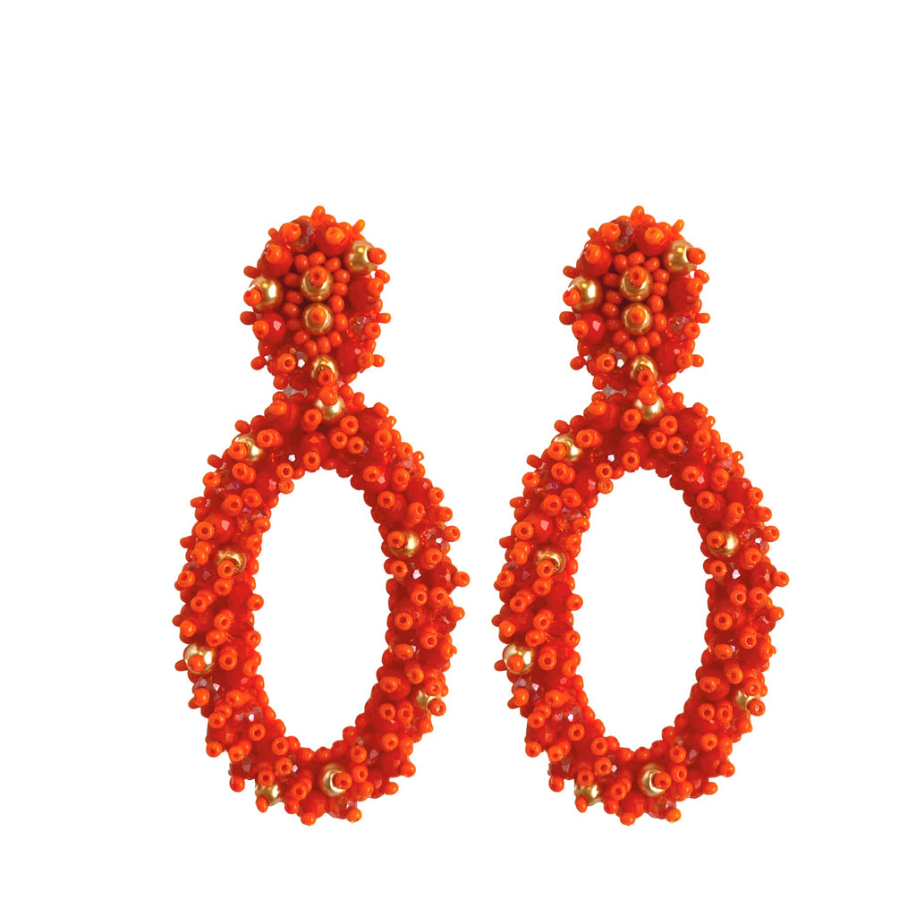Oval Lizzy Earrings - Orange - Paulie Pocket