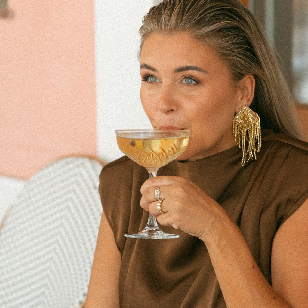 Beaded Fringe Earrings - Gold