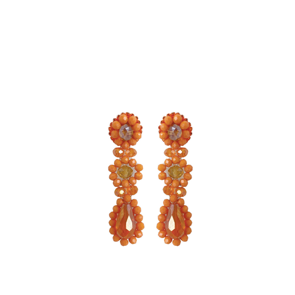 Small Dahlia Earrings - Orange - Paulie Pocket