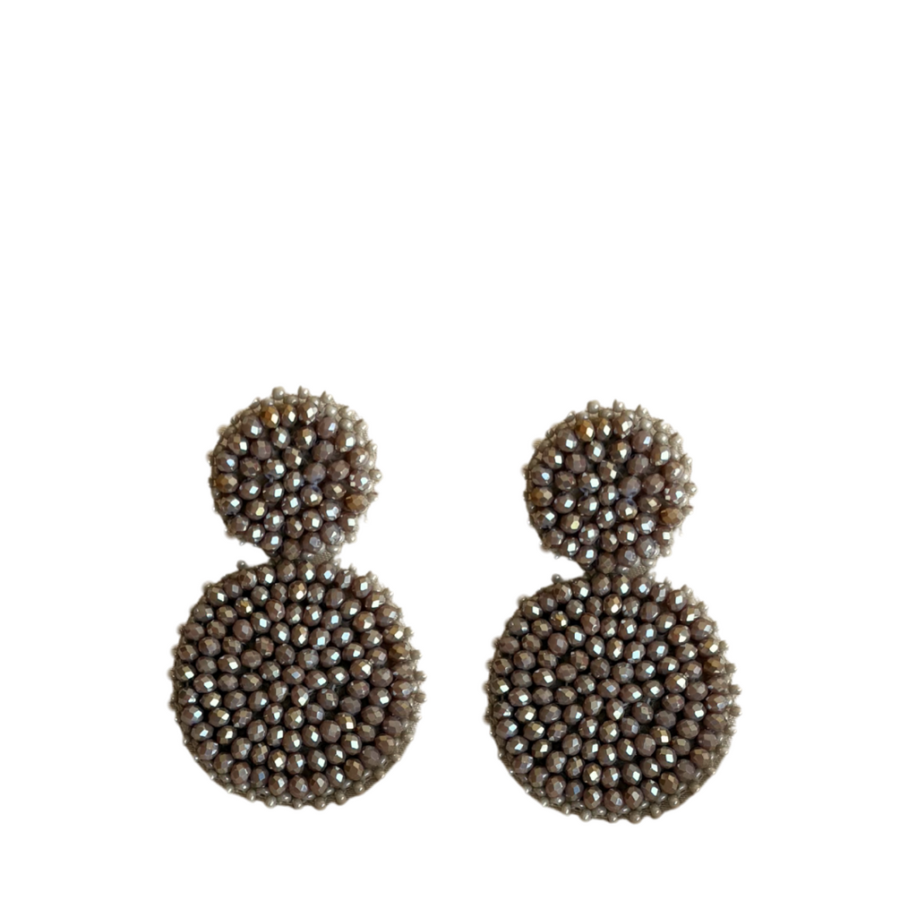 Small Double Beads Earrings - Dark Beige