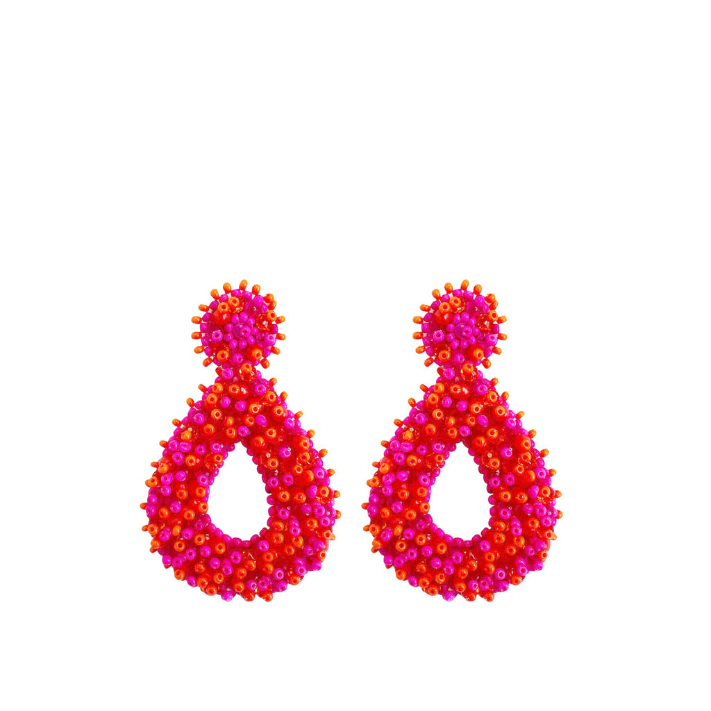Small Drops Beads Earrings - Fuchsia Orange - Paulie Pocket
