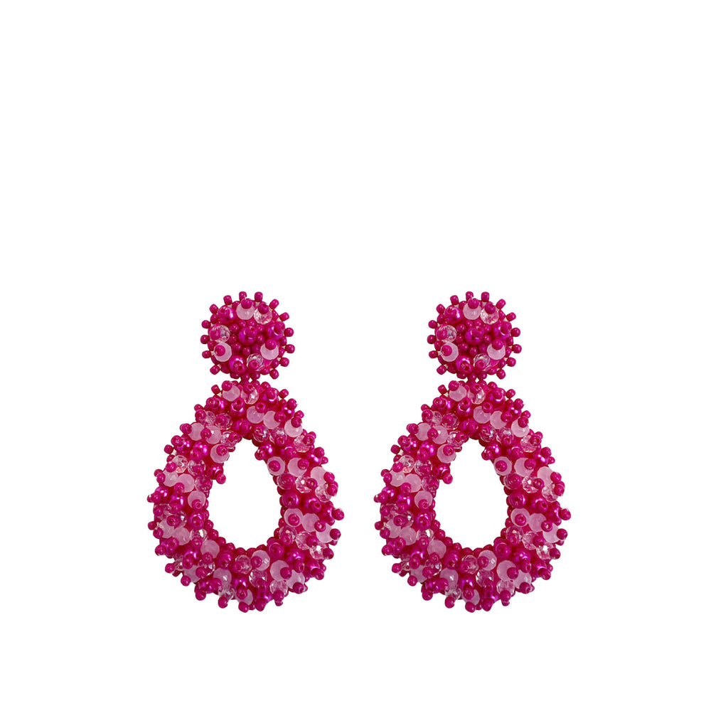 Small Drops Beads Earrings - Fuchsia - Paulie Pocket