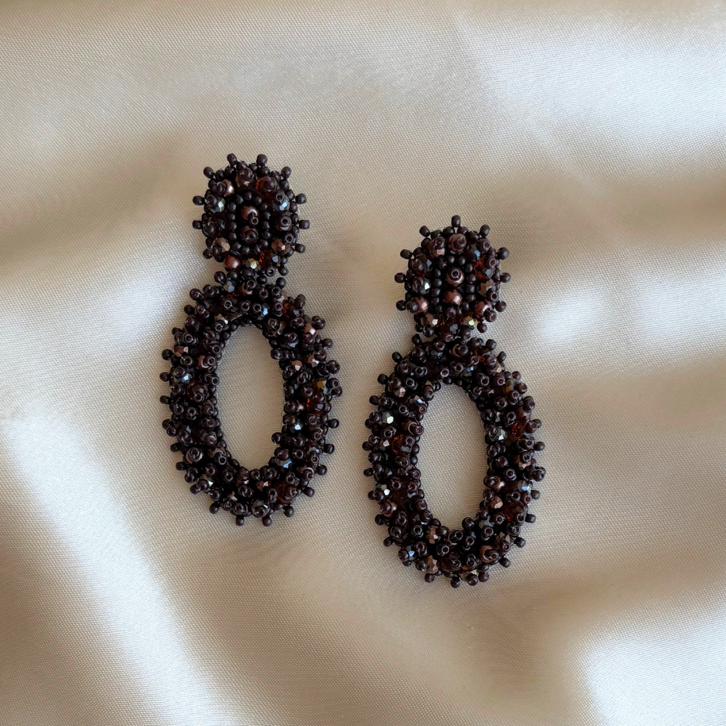 Small Oval Lizzy Earrings - Brown