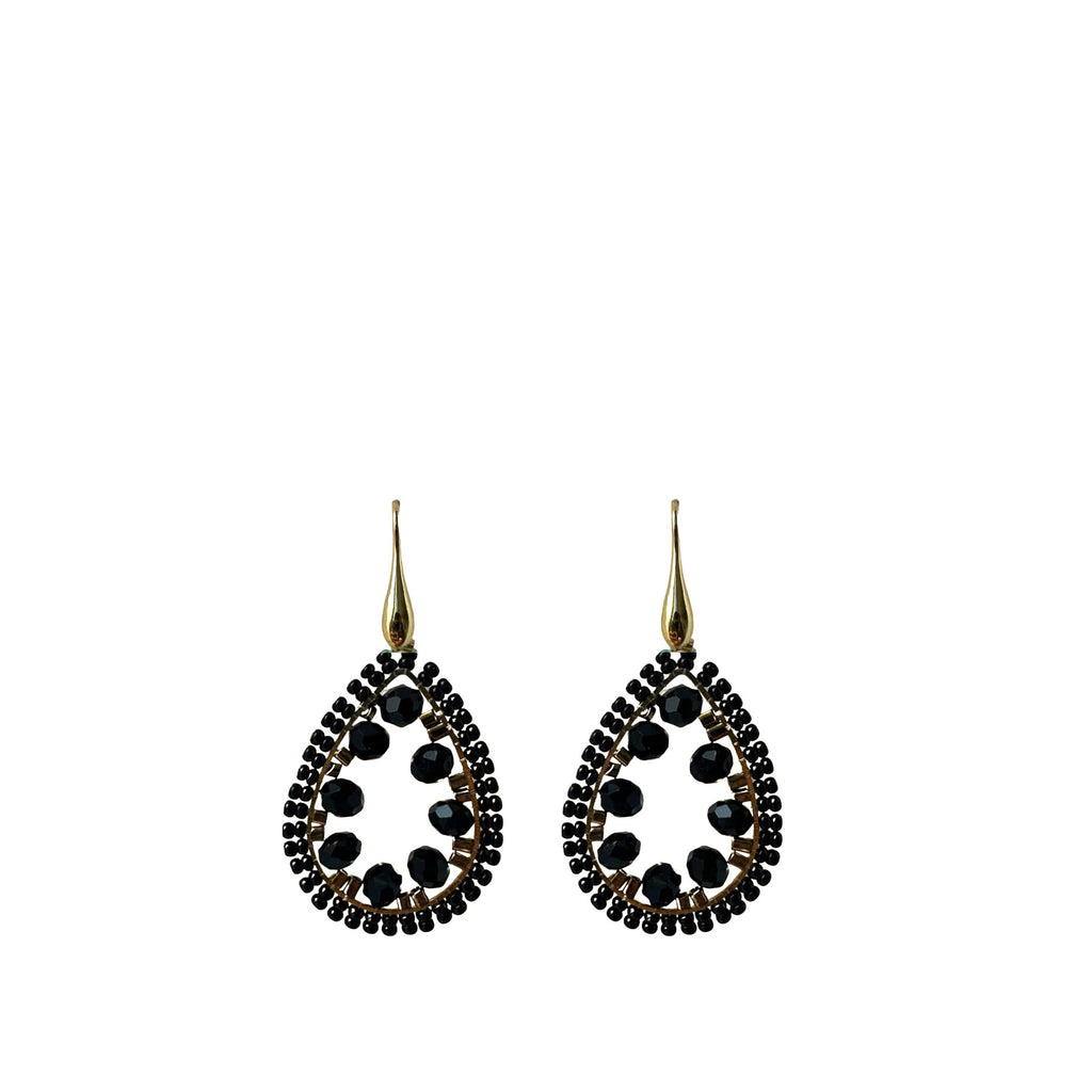 Small Sofie Earrings - Black - Gold Plated Haakje - Paulie Pocket