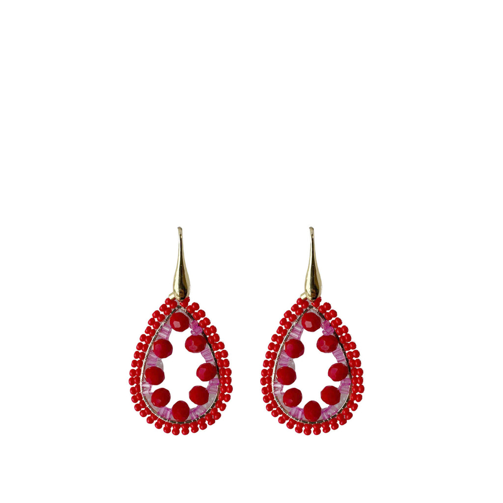 Small Sofie Earrings - Red - Gold Plated Haakje - Paulie Pocket