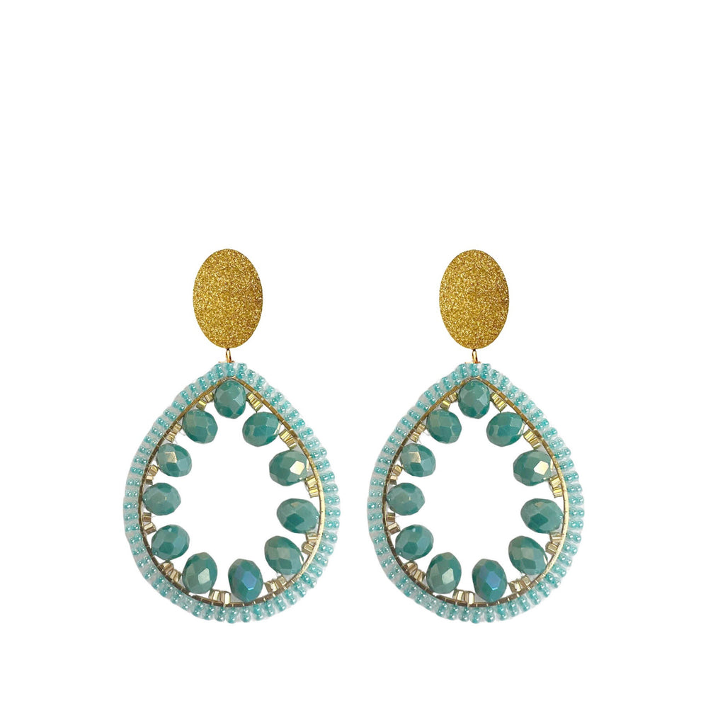 Sofie Earrings - Aqua - Stainless Steel Steker - Paulie Pocket