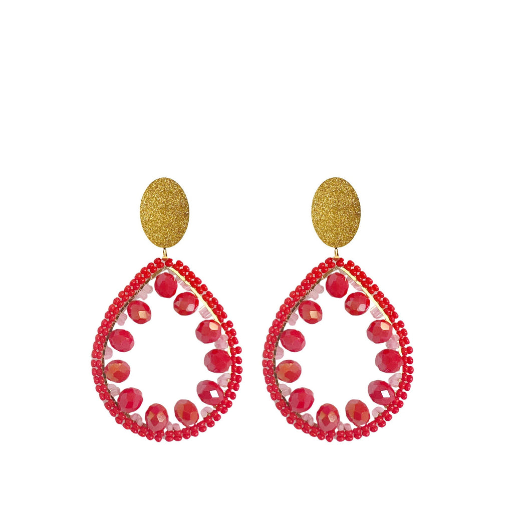 Sofie Earrings - Red - Stainless Steel Steker - Paulie Pocket