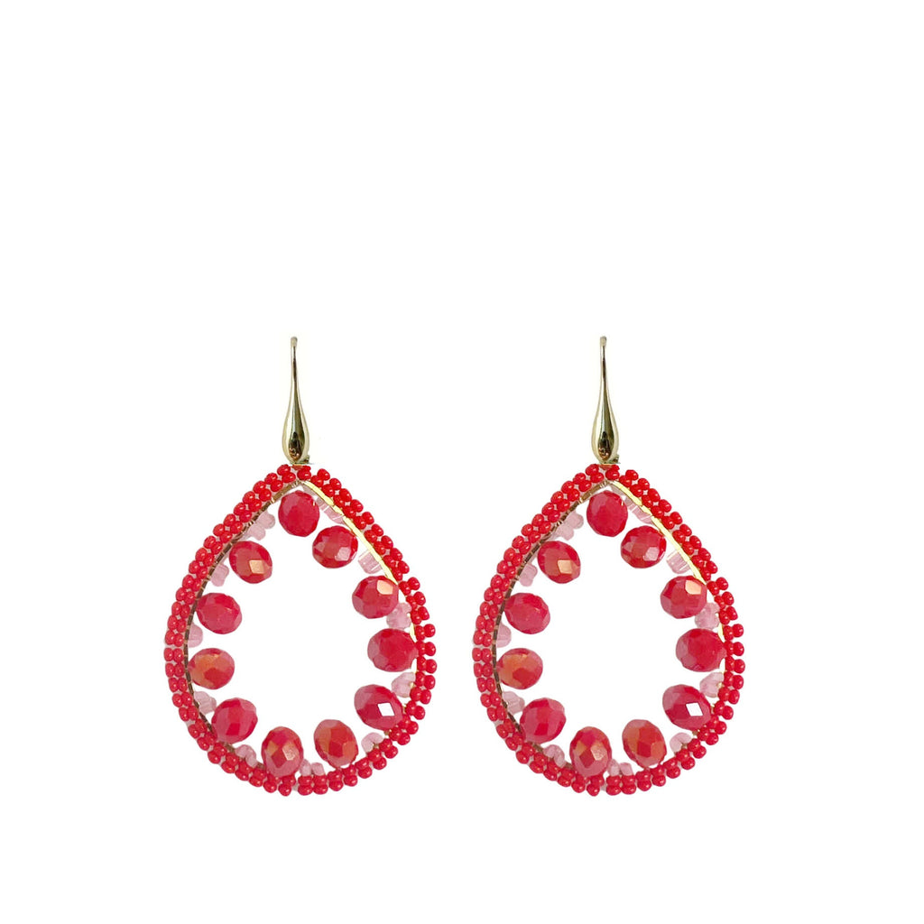 Sofie Earrings - Red - Gold Plated Haakje - Paulie Pocket