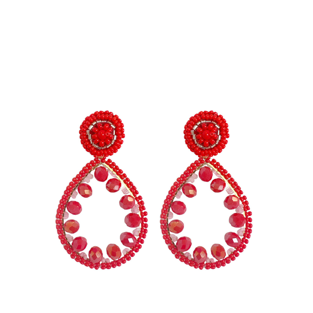 Sofie Earrings - Red - Kralen Stud - Paulie Pocket