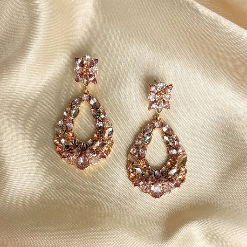 Funkelnde Tropfen Ohrringe – Blush