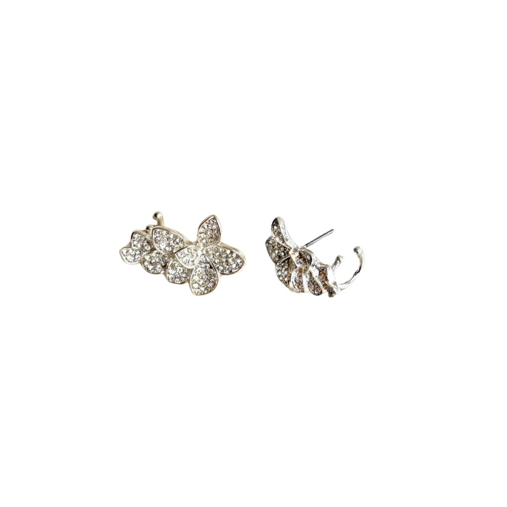 Funkelnde Blumen Steckerohrringe – Silber