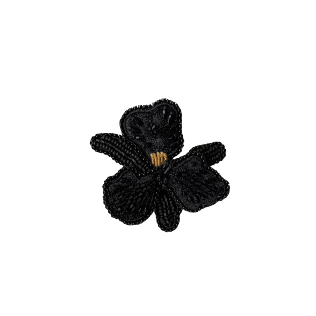 Statement Flower Broche - Black - Pualie Pocket