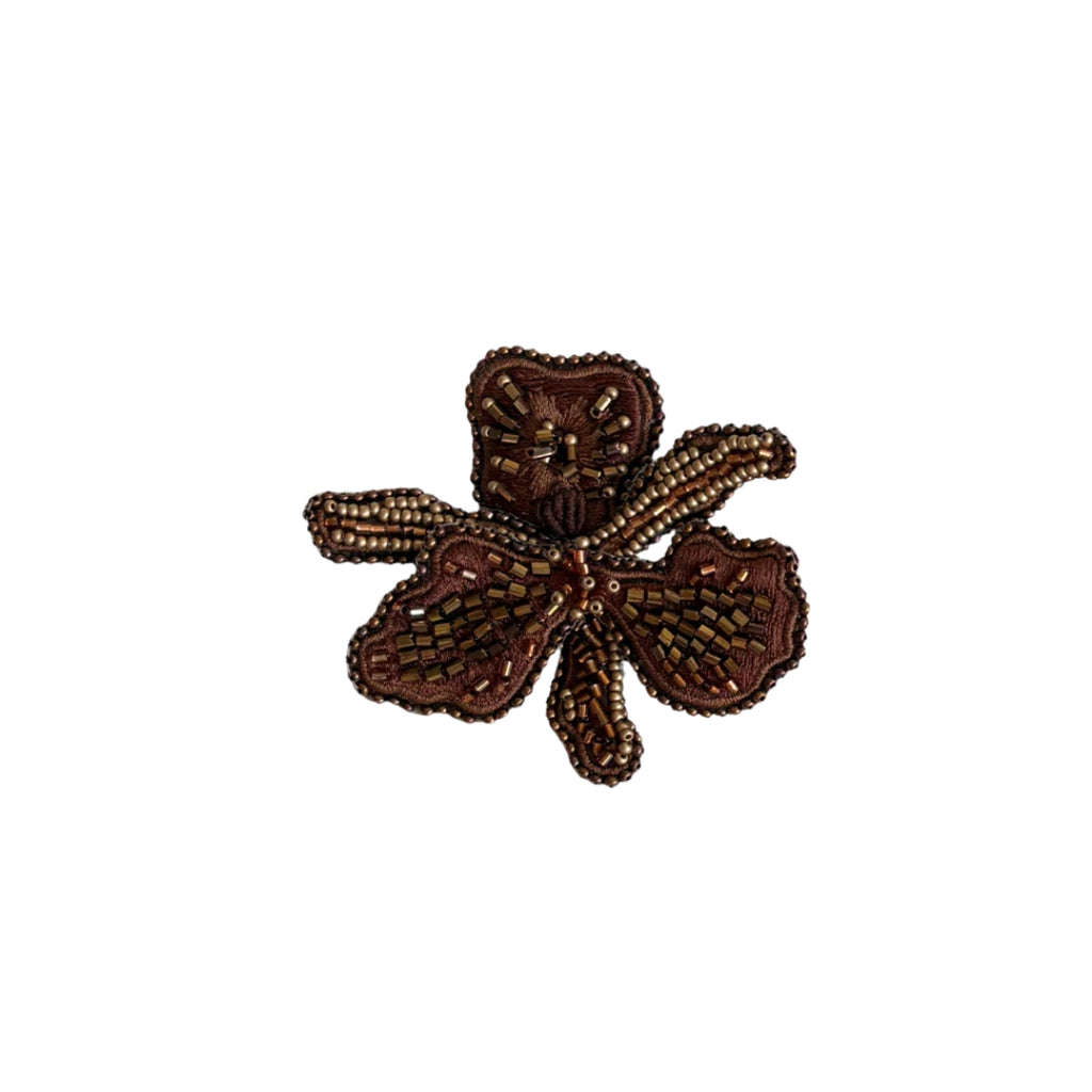Statement Flower Broche - Brown - Pualie Pocket