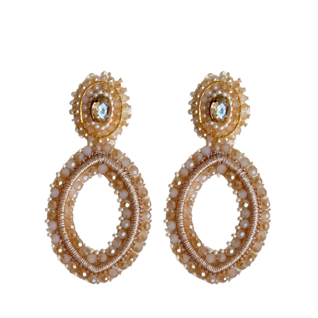 Tarah Navette Stone Ohrringe Beige Paulie Pocket