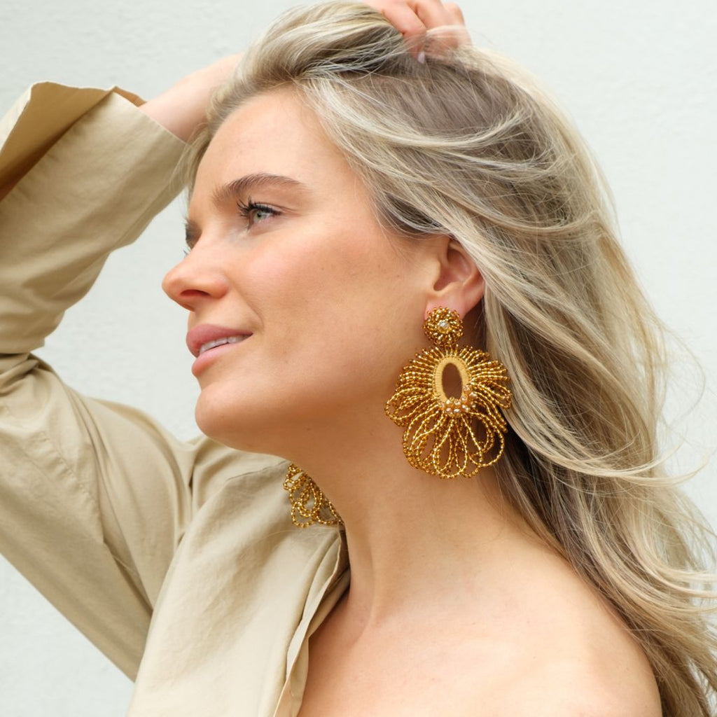 Anna Earrings - Gold - Model - Paulie Pocket