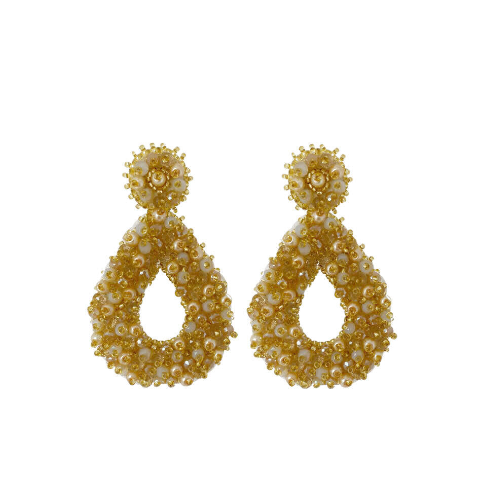 Drops Beads Earrings - Beige