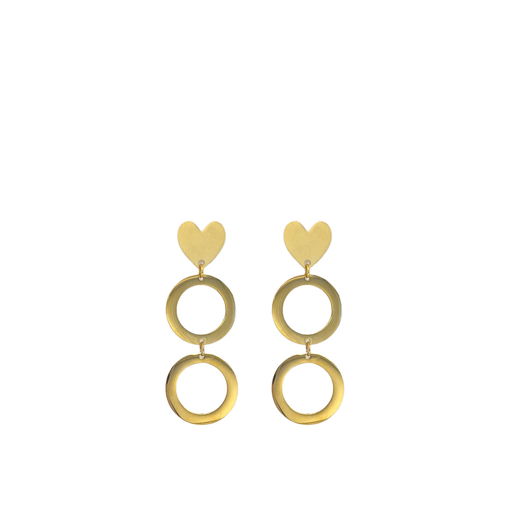 Heart Double Gold Earrings - Paulie Pocket