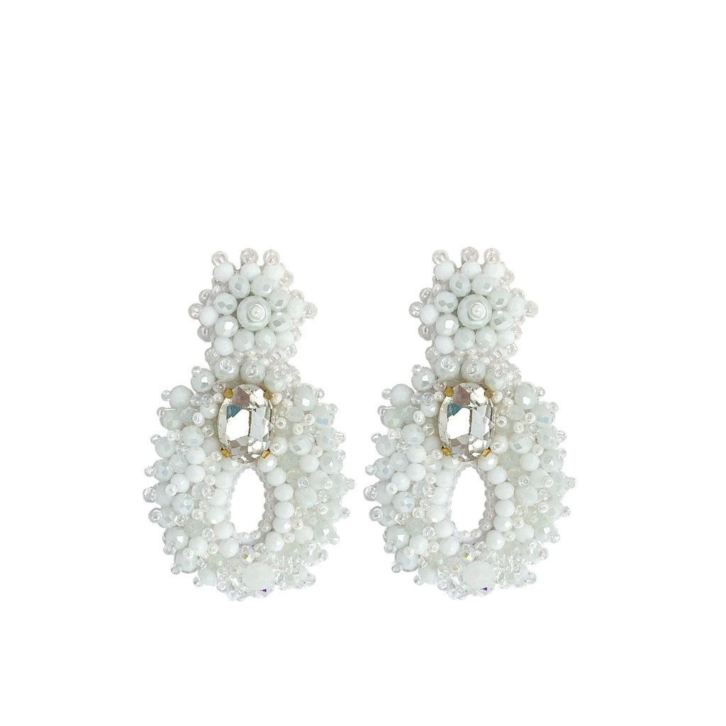 Olivia Stone Earrings - White - Paulie Pocket