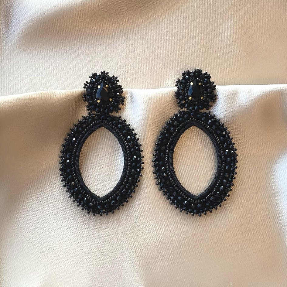 Isabella Stone Earrings - Black