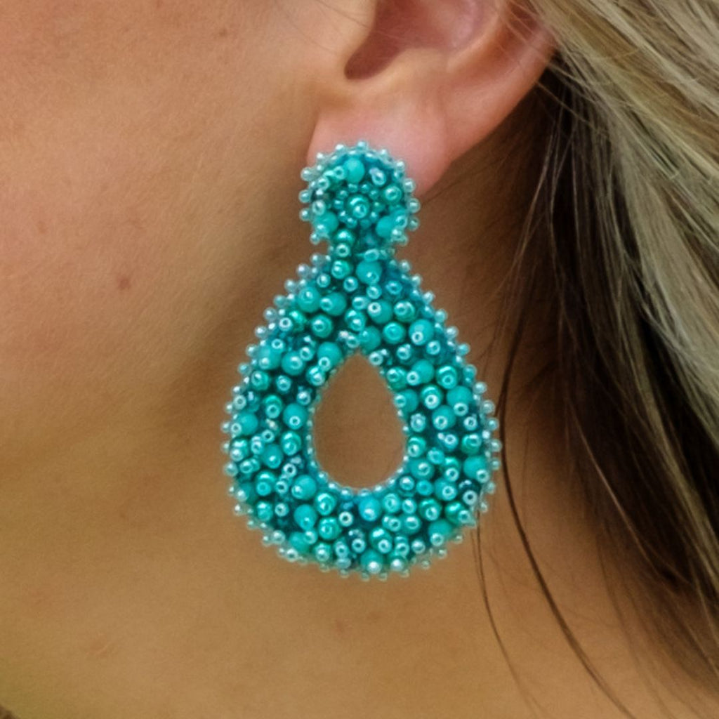 Small Drops Beads Earrings - Aqua