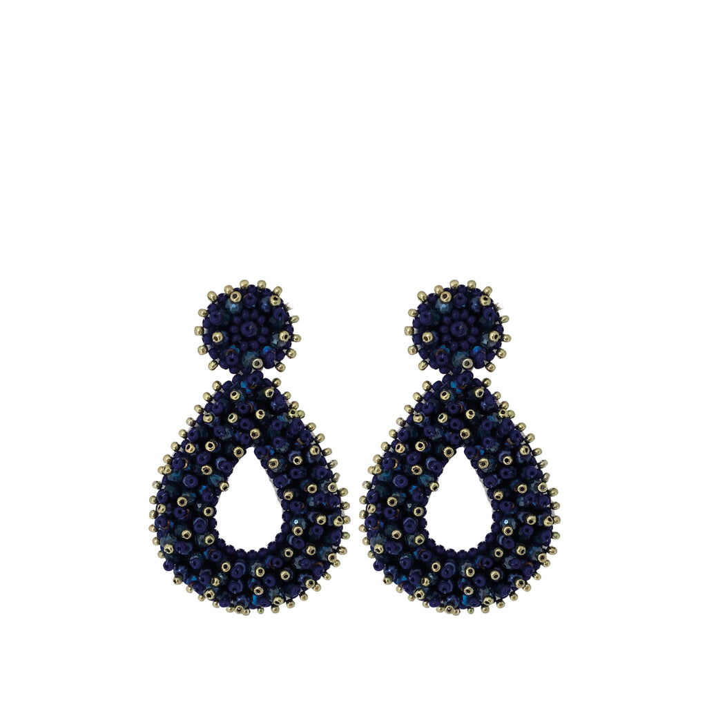 Small Drops Beads Earrings - Blue Gold - Paulie Pocket