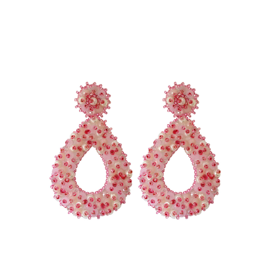 Drops Beads Earrings - Light Pink