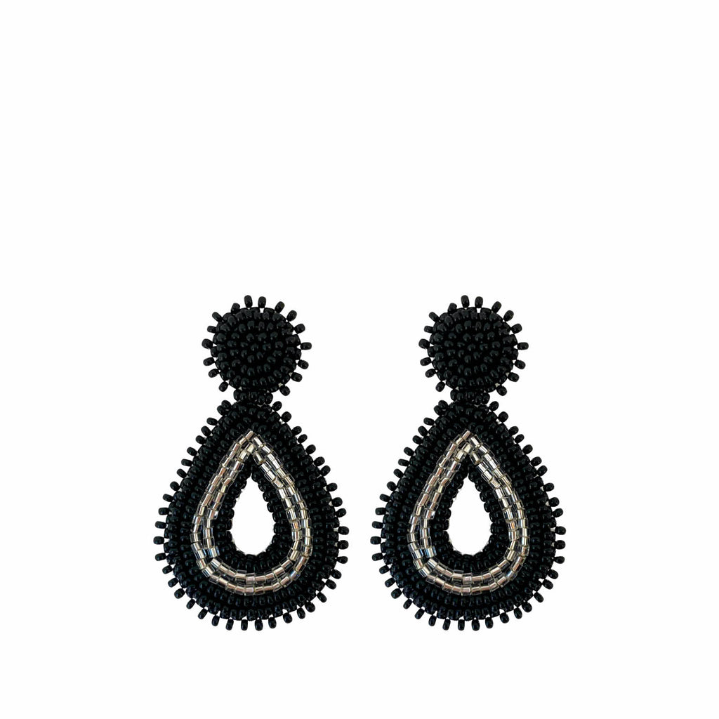Small Beads Earrings - Black Silver - Paulie Pocket