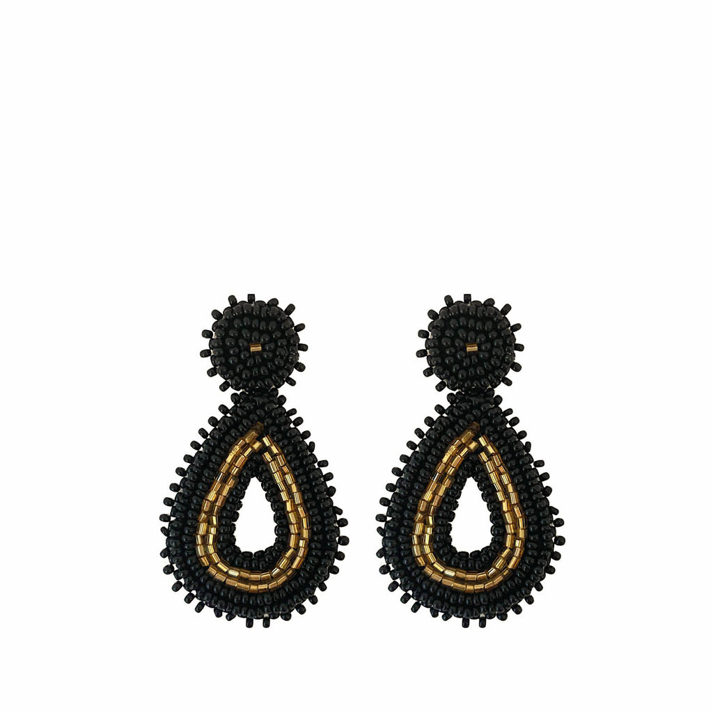 Small Beads Earrings - Black Gold
